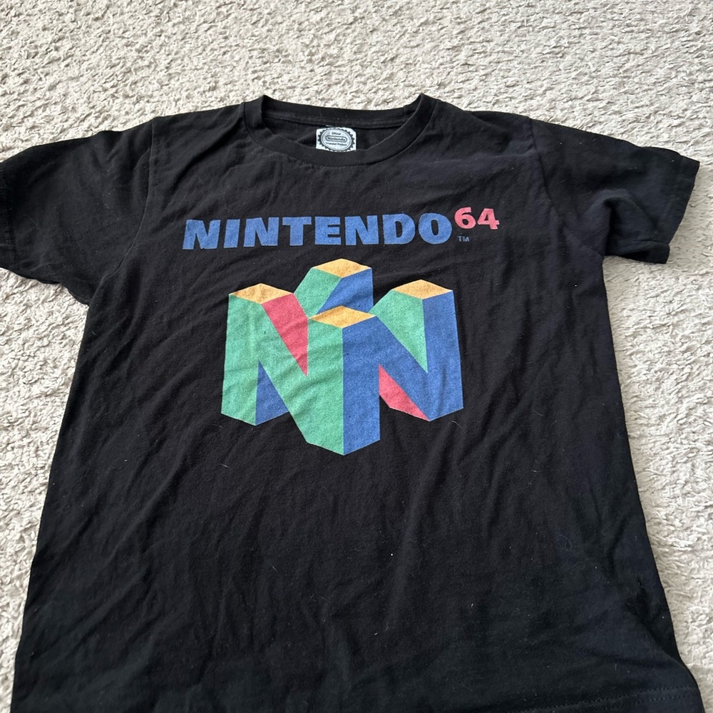 Nintendo Black Tee with Multicolor 3D N Logo